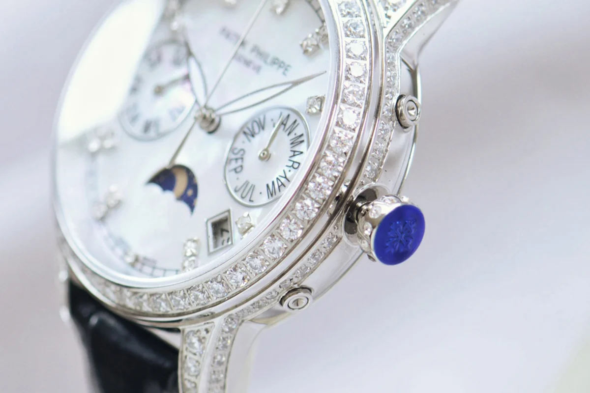 Grand Complications Ladies First Perpetual Calendar with Diamond Bezel in White Gold on Leather Strap