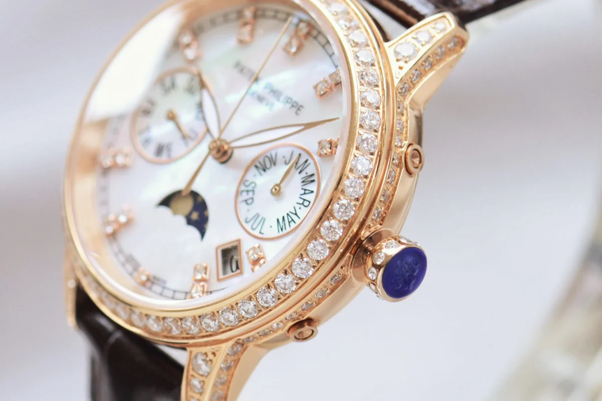 Grand Complications Ladies First Perpetual Calendar with Diamond Bezel in Rose Gold on Leather Strap