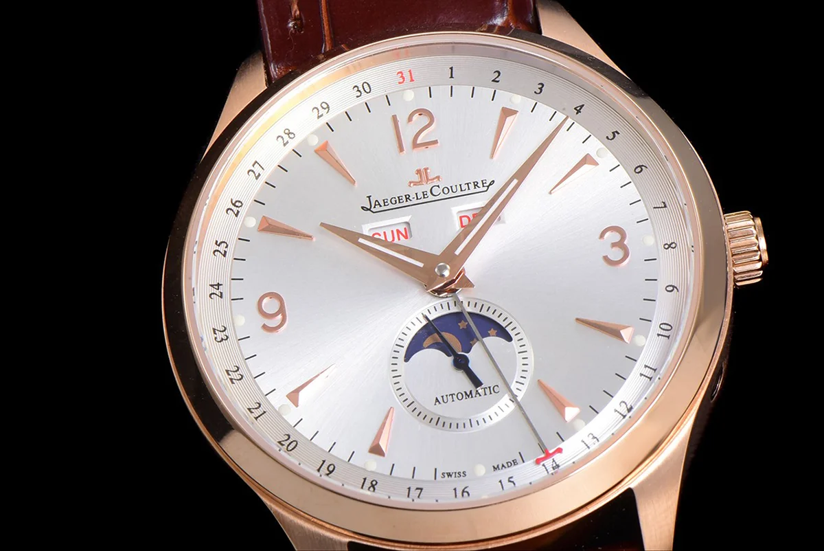Master Calendar Silver Dial in Rose Gold on Brown Leather Strap