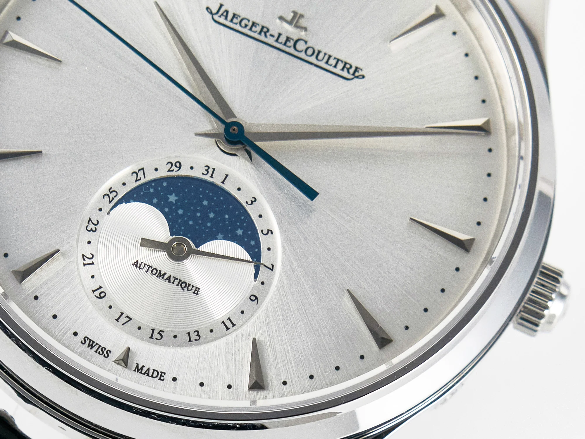 Master Ultra Thin Moon 1368420 SS Z+F 1:1 Best Edition White Dial on Black Leather Strap SA925 Super Clone