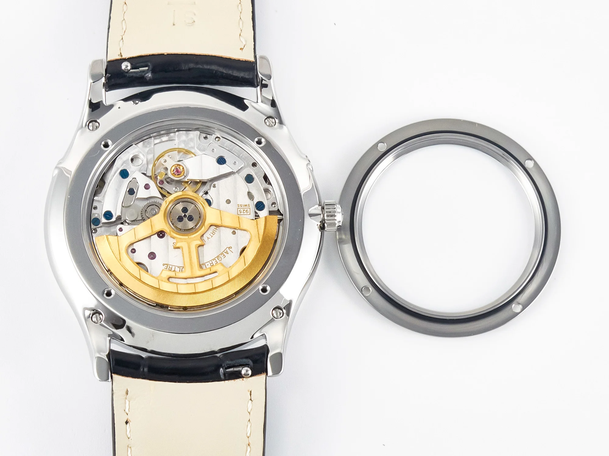 Master Ultra Thin Moon 1368420 SS Z+F 1:1 Best Edition White Dial on Black Leather Strap SA925 Super Clone