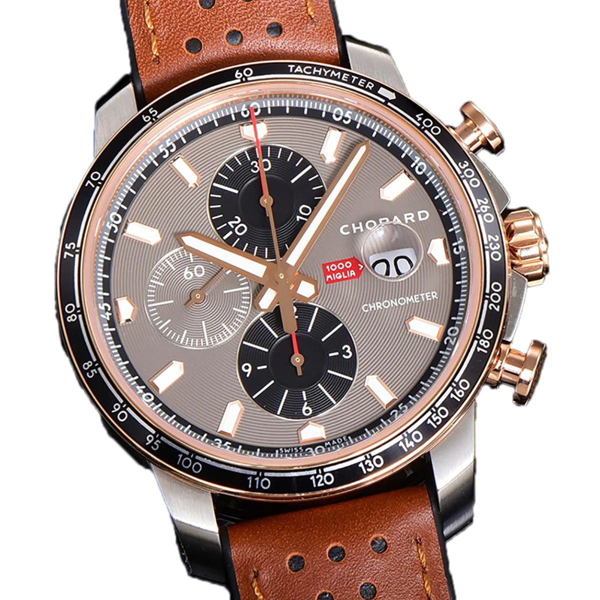 Mille Miglia GTS Chrono Grey Dial in Rose Gold/Steel