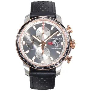 Mille Miglia GTS Chrono Grey Dial in Rose Gold/Steel on Black Leather Strap