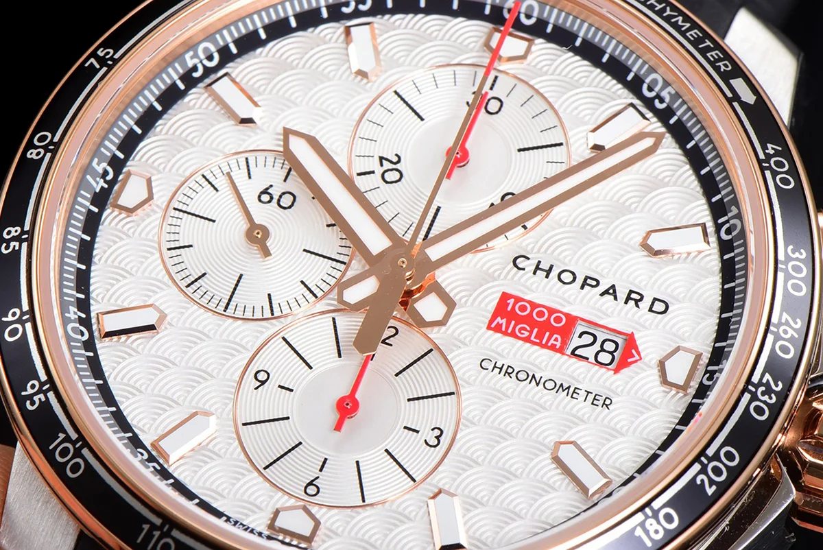 Mille Miglia GTS Chrono White Dial in Rose Gold/Steel