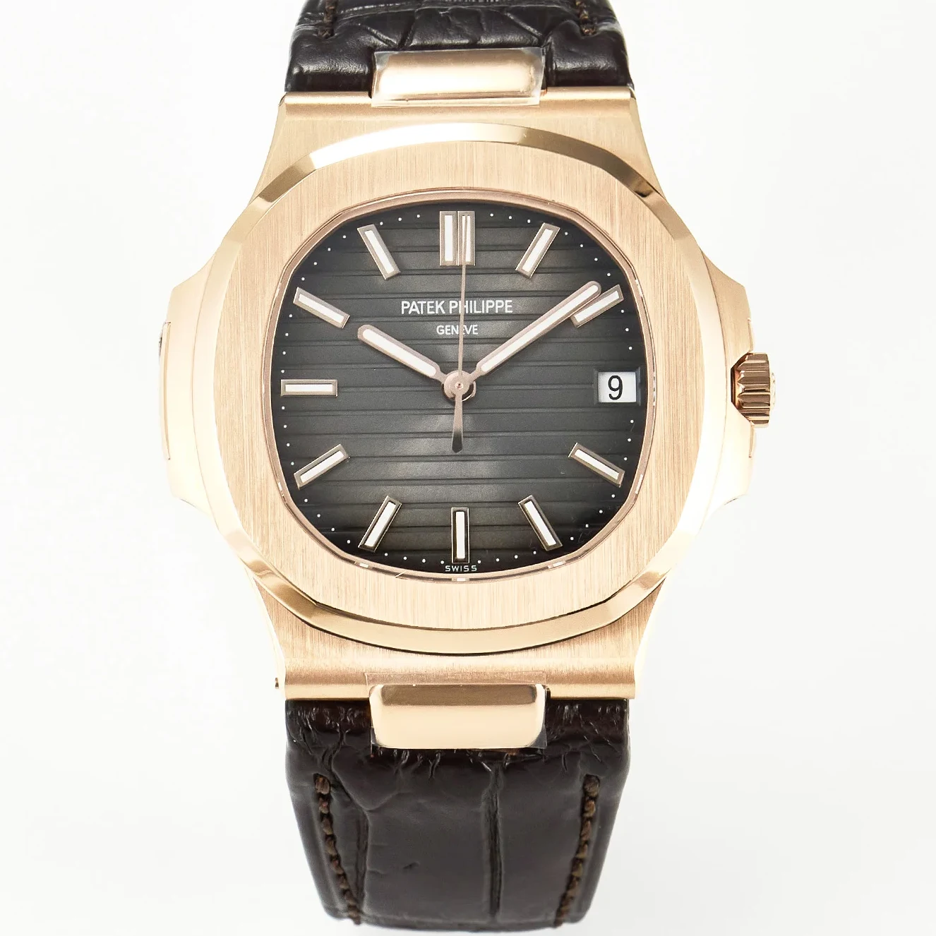 Nautilus 5711/1R RG 3KF 1:1 Best Edition Brown Textured Dial on Brown Leather Strap A324 Super Clone V2