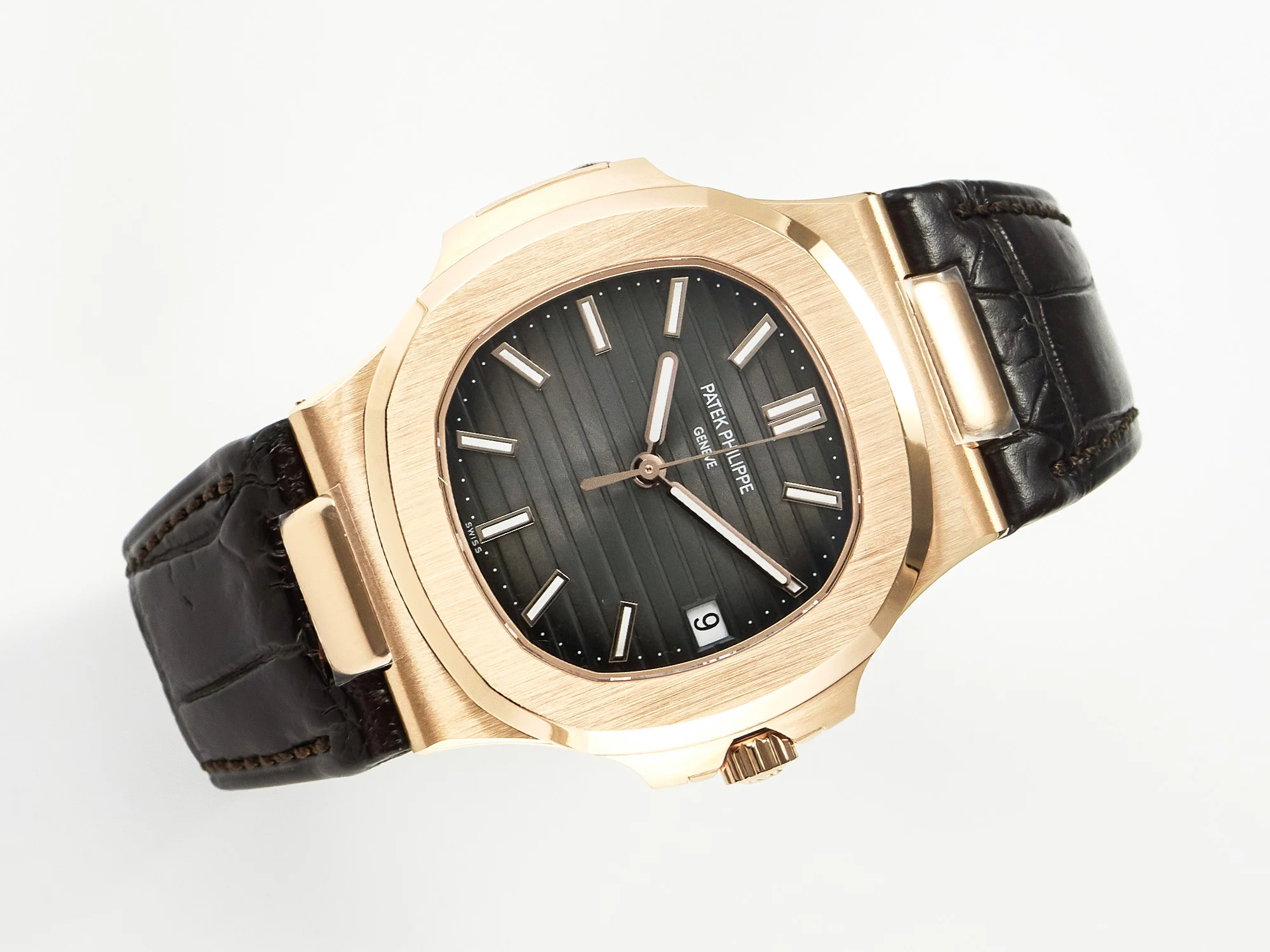 Nautilus 5711/1R RG 3KF 1:1 Best Edition Brown Textured Dial on Brown Leather Strap A324 Super Clone V2