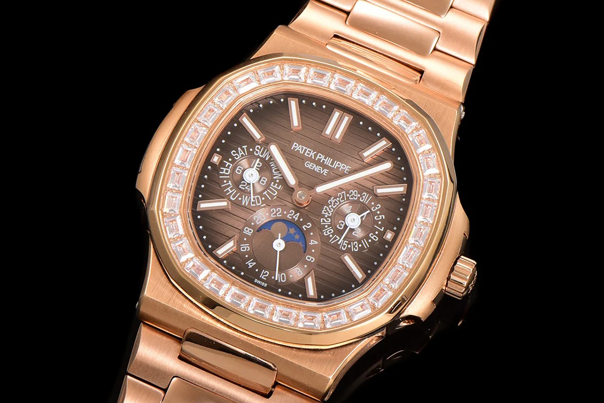 Nautilus 5740 Brown Dial with Diamond Bezel in Rose Gold