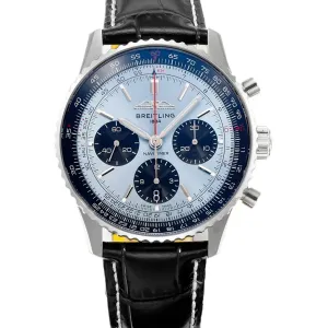 Navitimer B01 Chronograph 43 Blue Dial in Steel on Leather Strap Ref. AB0138241C1P1