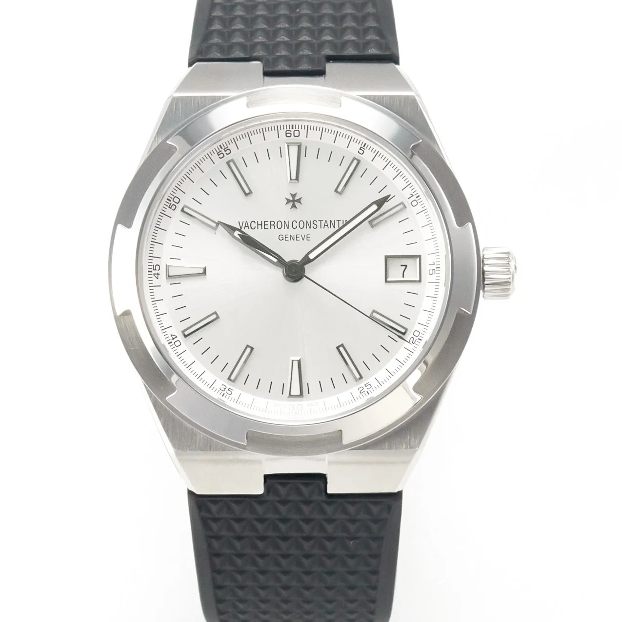 Overseas 4500V SS MKSF 1:1 Best Edition White Dial on Black Rubber Strap A5100