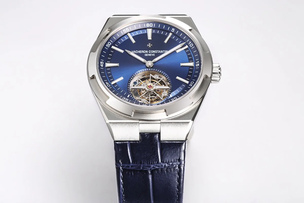 Overseas Tourbillion in Blue Leather Strap
