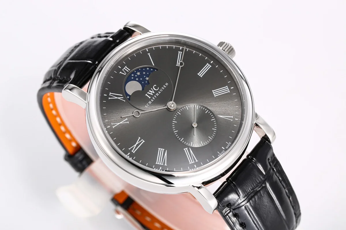Portofino Hand Wound Moon Phrase IW5548 Grey Dial in Steel