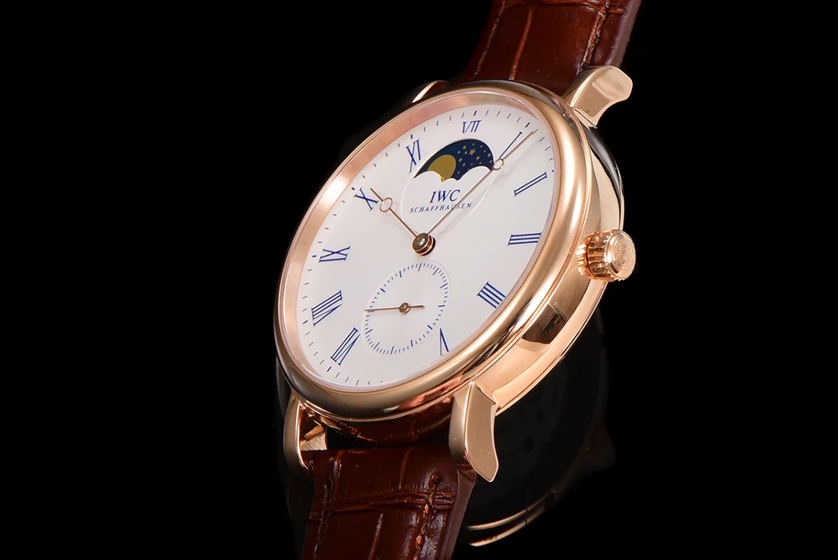 Portofino Hand Wound Moon Phrase IW5548 White Dial in Rose Gold