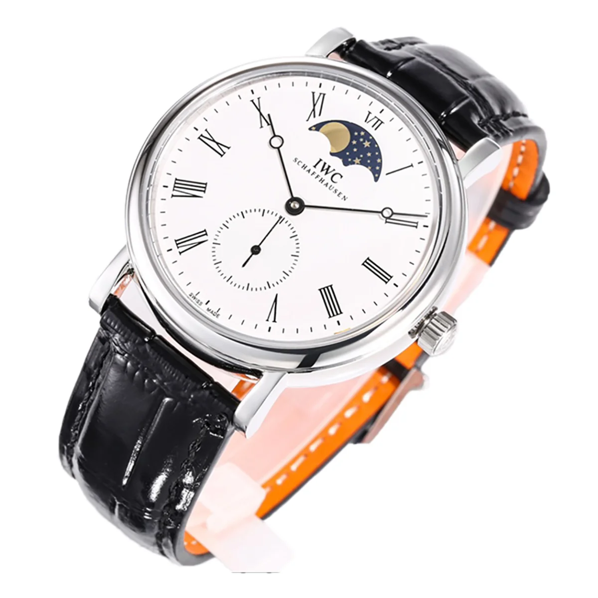 Portofino Hand Wound Moon Phrase IW5548 White Dial in Steel