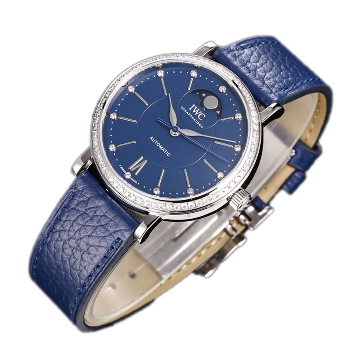 Portofino IW6596 Automatic Moon Phase 37 Blue Dial on Blue Leather Strap