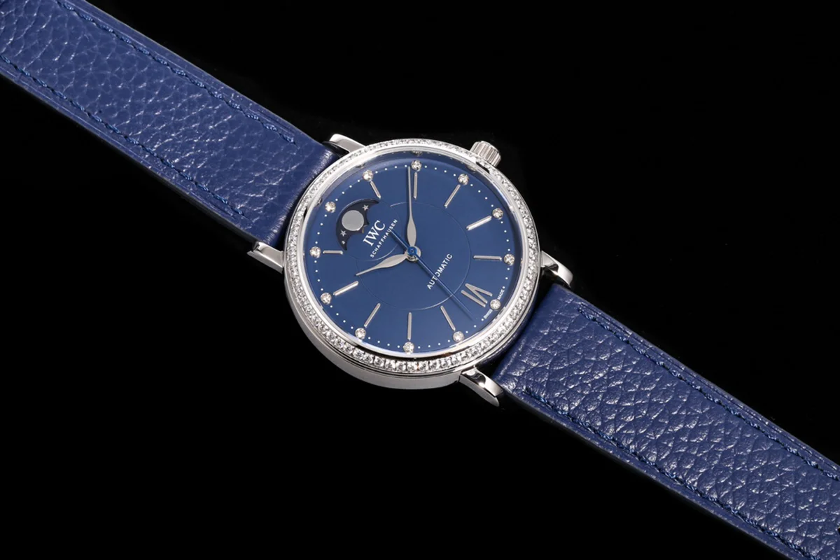 Portofino IW6596 Automatic Moon Phase 37 Blue Dial on Blue Leather Strap