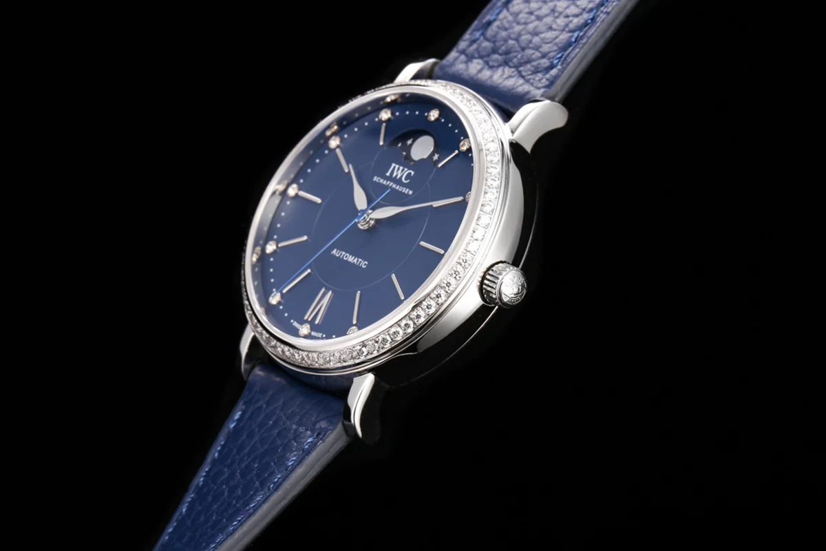 Portofino IW6596 Automatic Moon Phase 37 Blue Dial on Blue Leather Strap