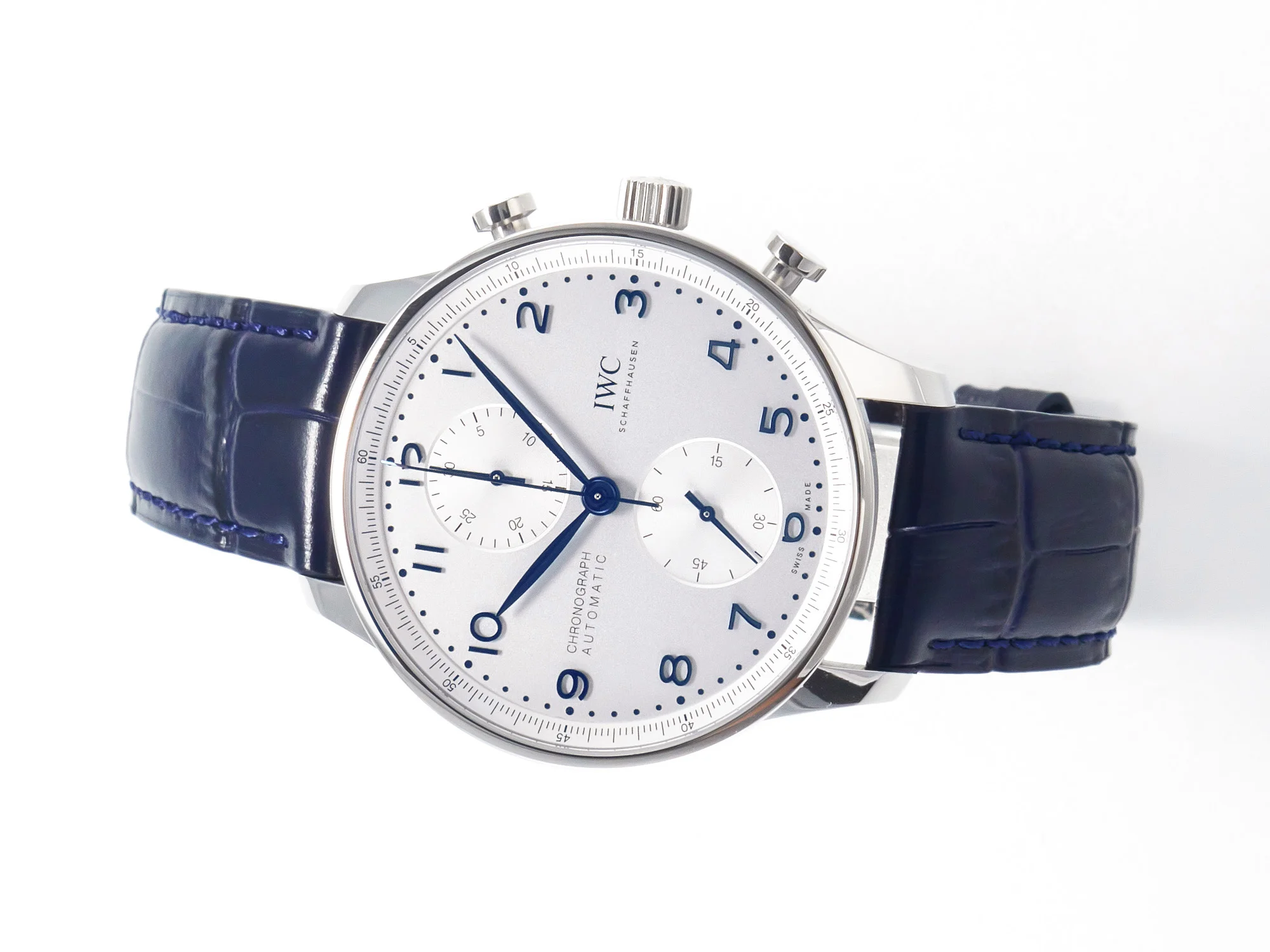 Portuguese Chrono IW371605 ZF 1:1 Best Edition White Dial on Blue Leather Strap A69355