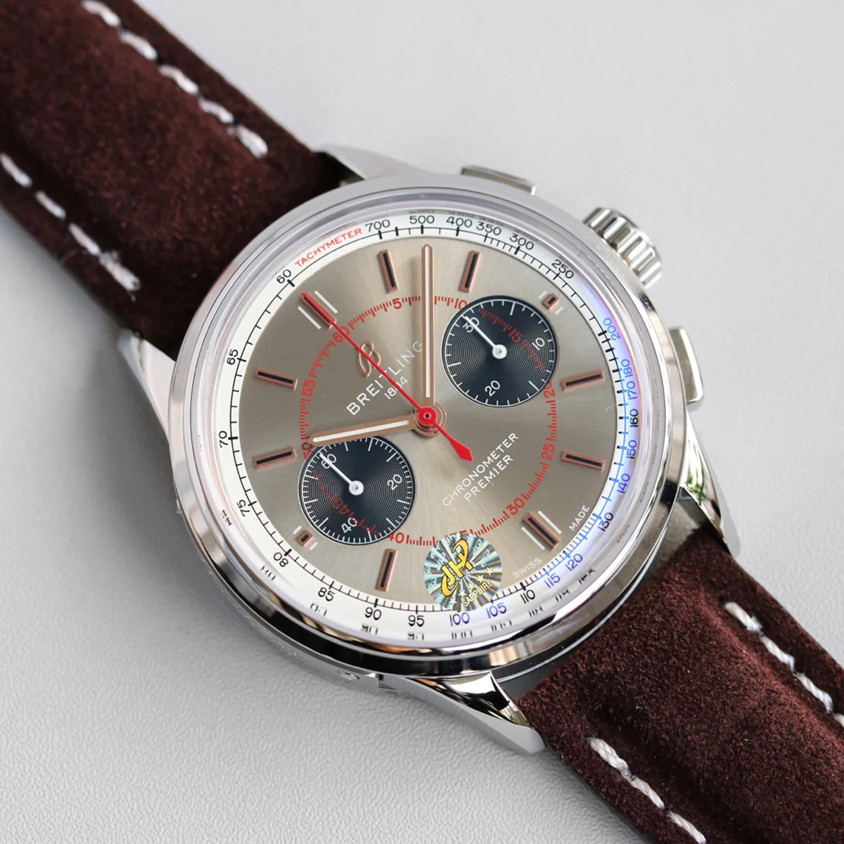 Premier B01 Chronograph 42 Wheels and Waves Silver Dial in Steel Ref: AB0118A31B1X2