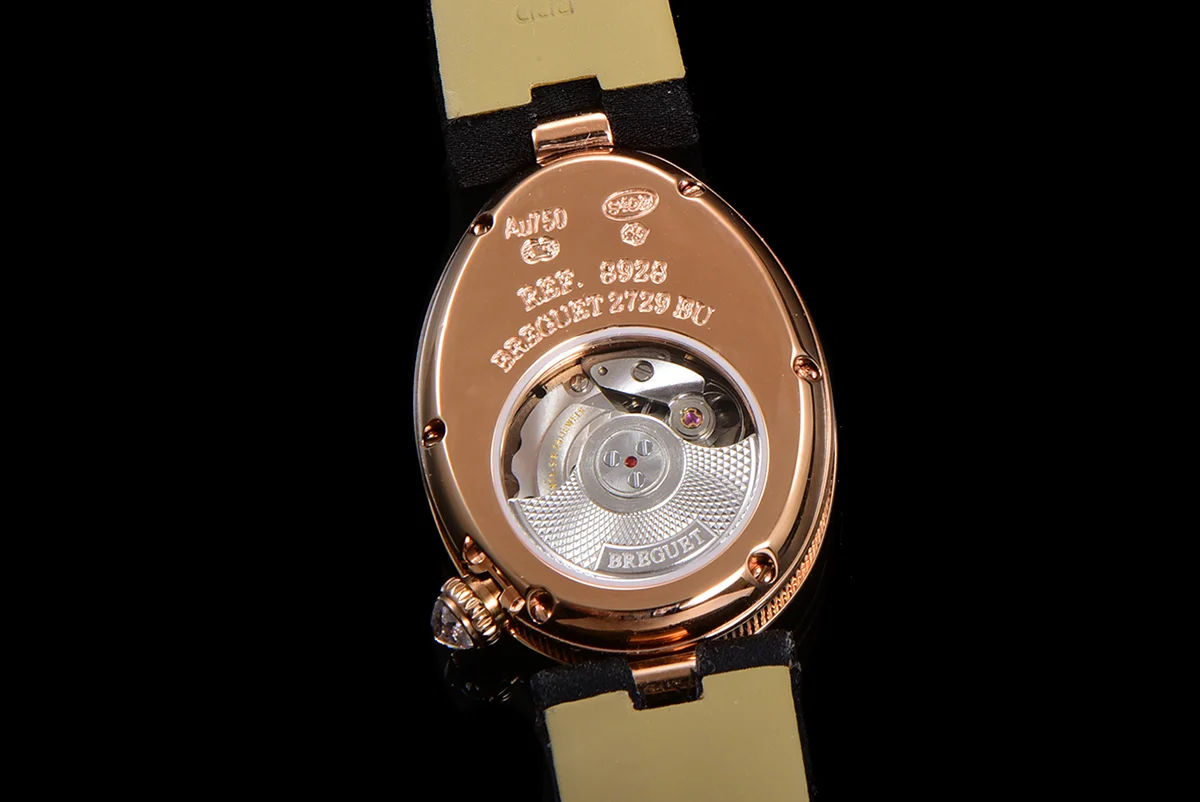 Reine de Naples in Rose Gold 8928BB Black Leather Strap