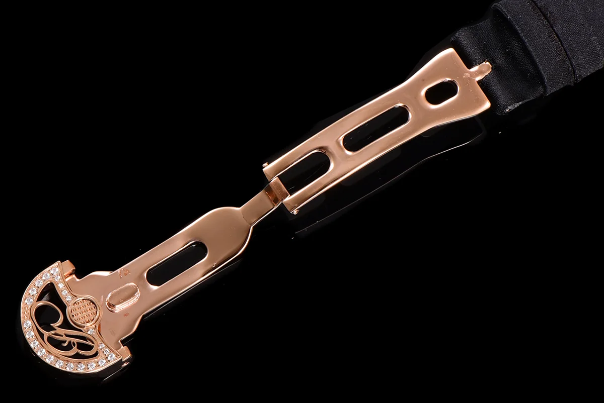 Reine de Naples in Rose Gold 8928BB Black Leather Strap