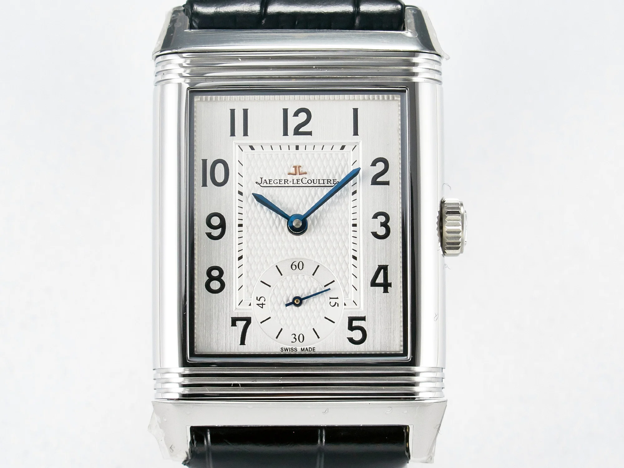 Reverso Classic Duoface Small Seconds SS MGF Best Edition White Guilloché Dial on Black Leather Strap A854A