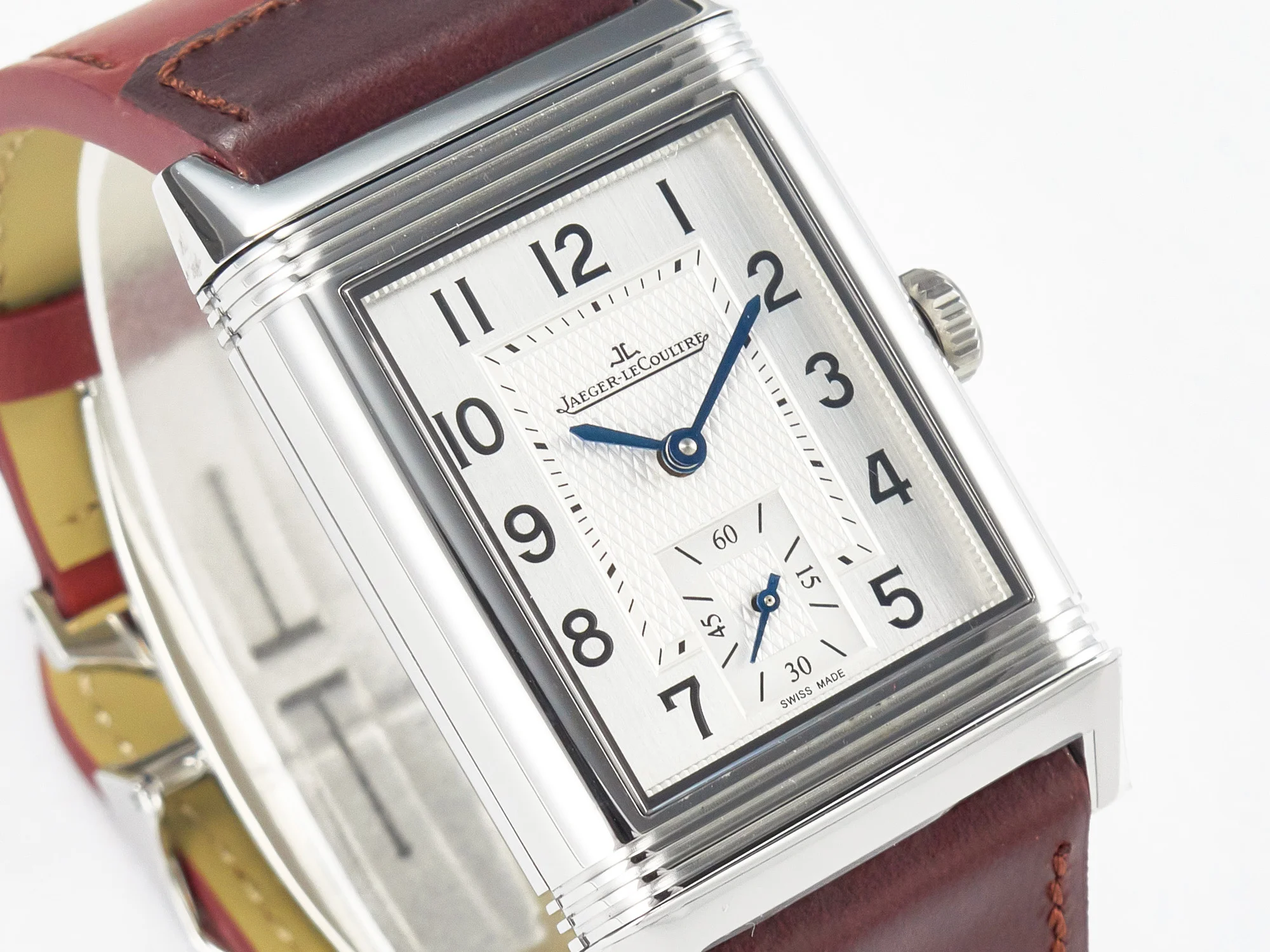 Reverso Classic Duoface Small Seconds SS MGF Best Edition White Guilloché Dial on Red Leather Strap A854A