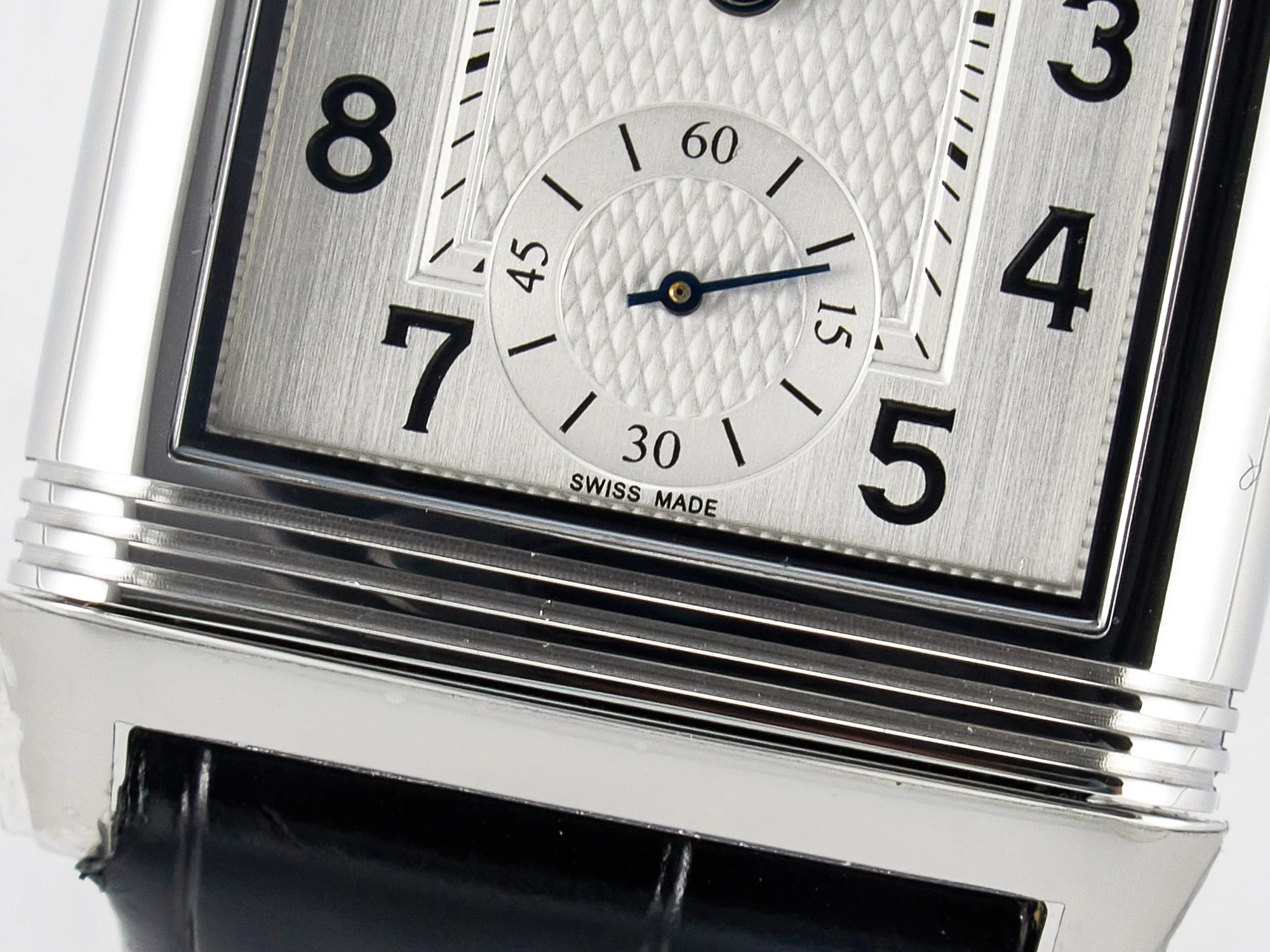 Reverso Classic Duoface Small Seconds SS MGF Best Edition White Guilloché Dial on Black Leather Strap A854A
