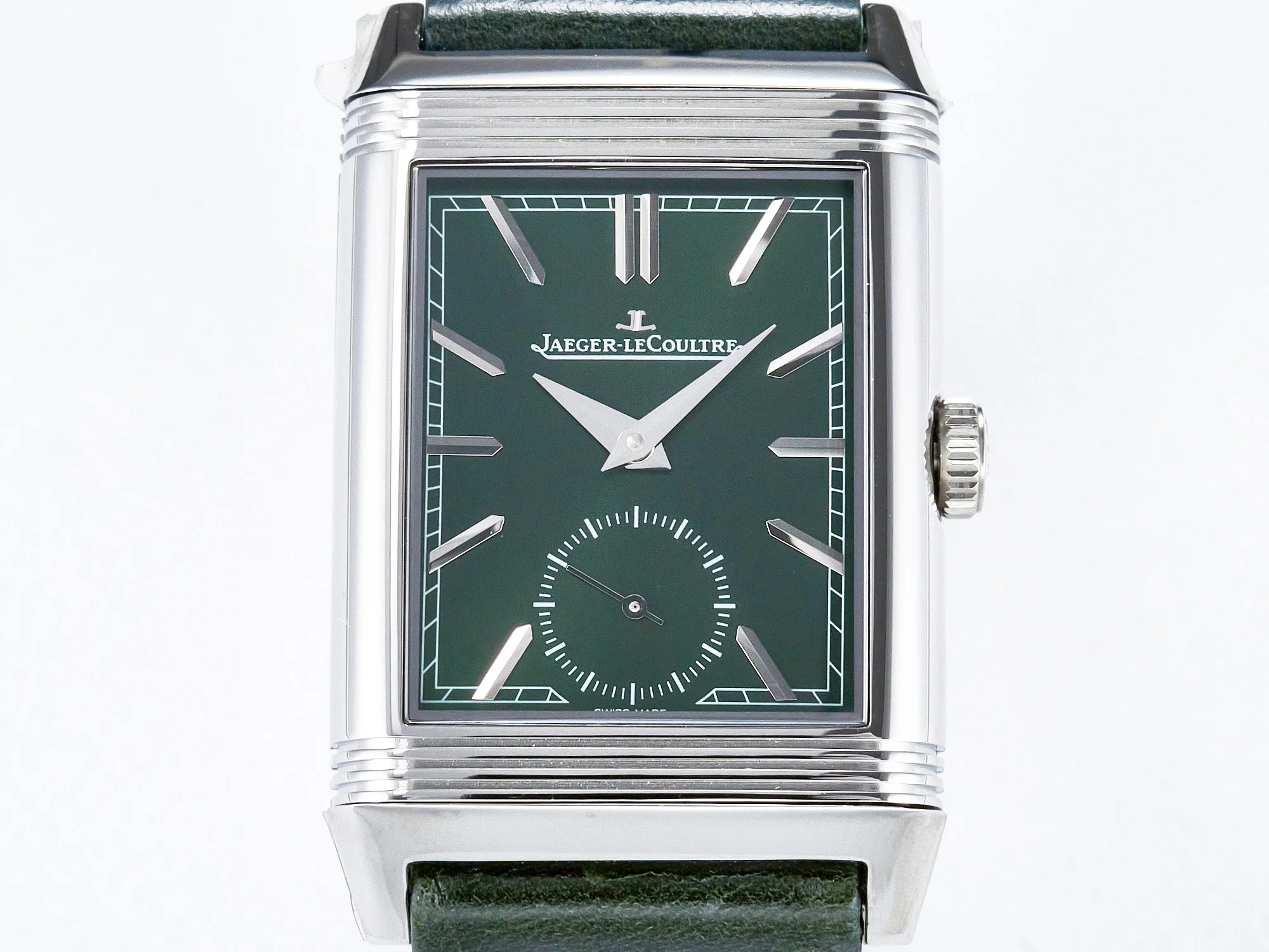 Reverso Classic Duoface Small Seconds SS MGF Best Edition White Textured Dial on Black Leather Strap A854A