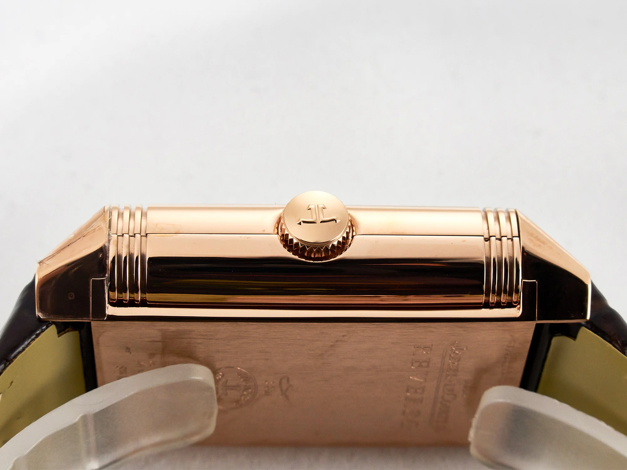 Reverso Tribute Duoface Small Seconds RG MGF Best Edition White Spray Paint Dial on Black Leather Strap A854A