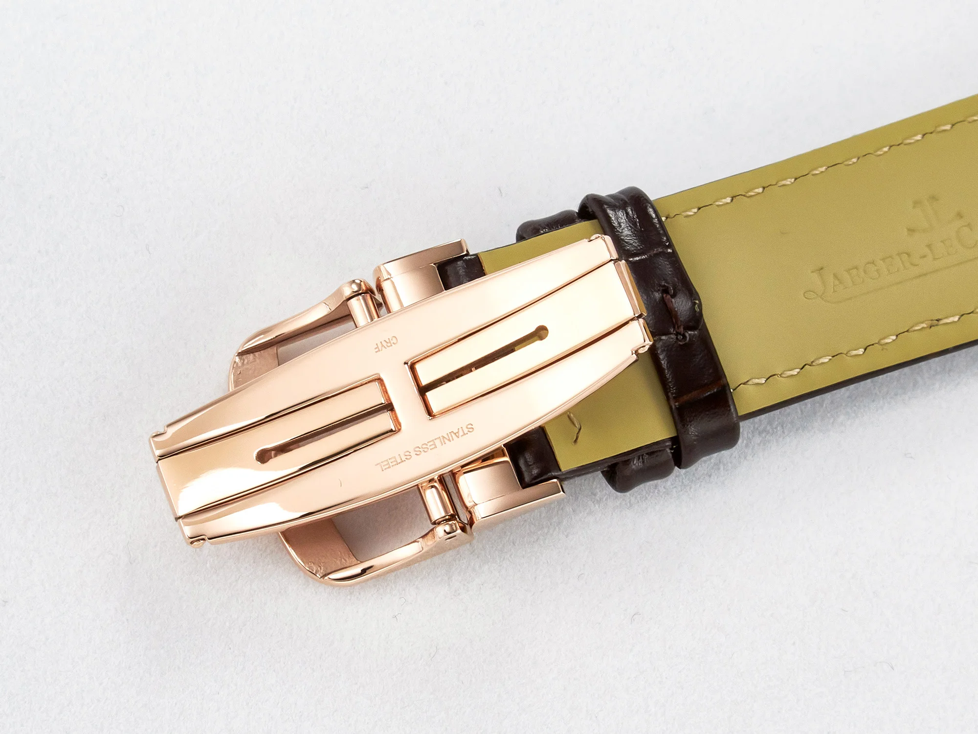 Reverso Tribute Duoface Small Seconds RG MGF Best Edition White Spray Paint Dial on Black Leather Strap A854A