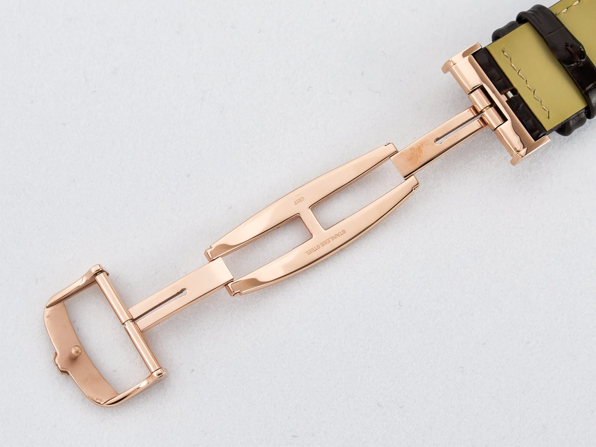 Reverso Tribute Duoface Small Seconds RG MGF Best Edition White Spray Paint Dial on Black Leather Strap A854A