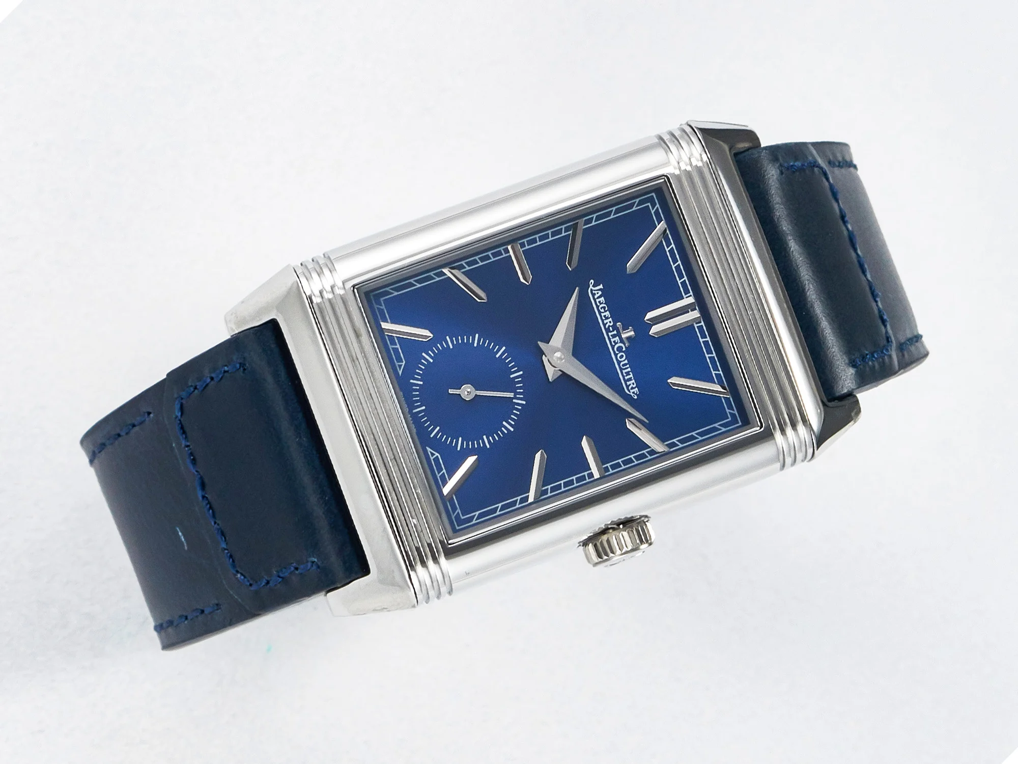 Reverso Tribute Duoface Small Seconds SS MGF Best Edition Blue Dial on Blue Leather Strap A854A