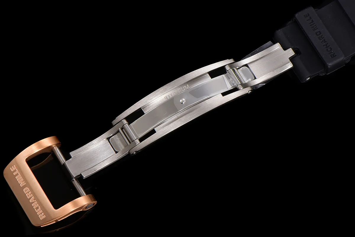 RM 007 Automatic Ladies in Rose Gold on Black Rubber Strap