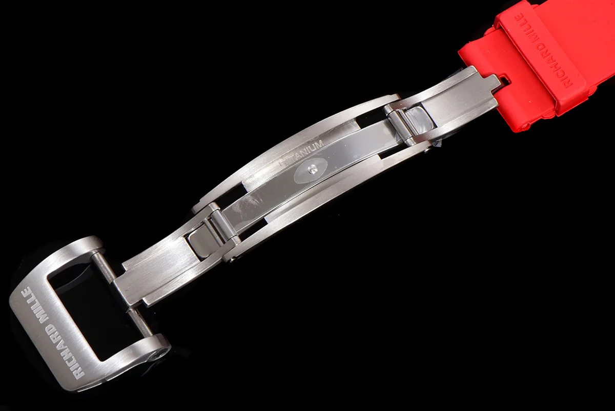 RM 007 Automatic Ladies in Steel on Red Rubber Strap