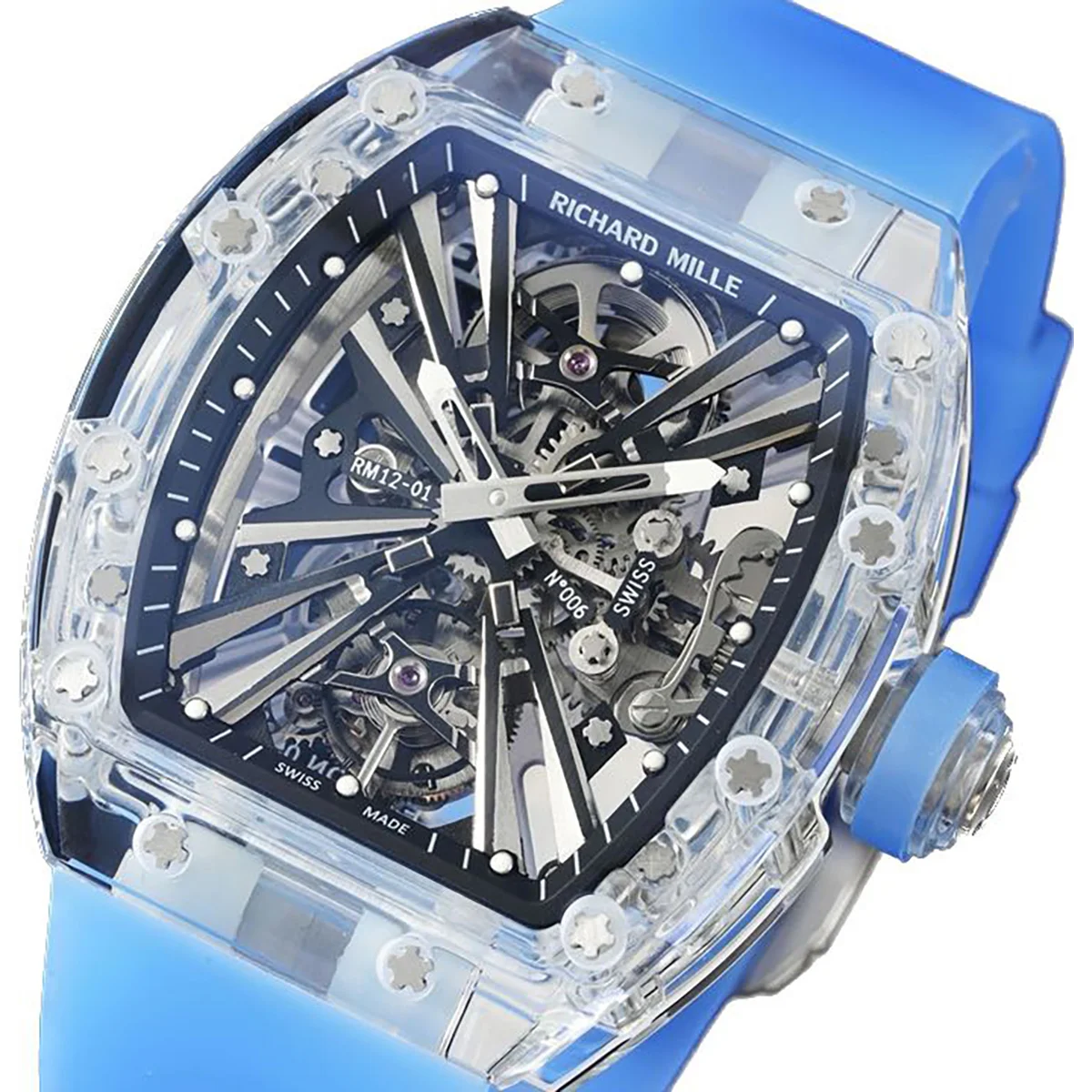 RM 012-01 Tourbillon Sapphire on Blue Rubber Strap