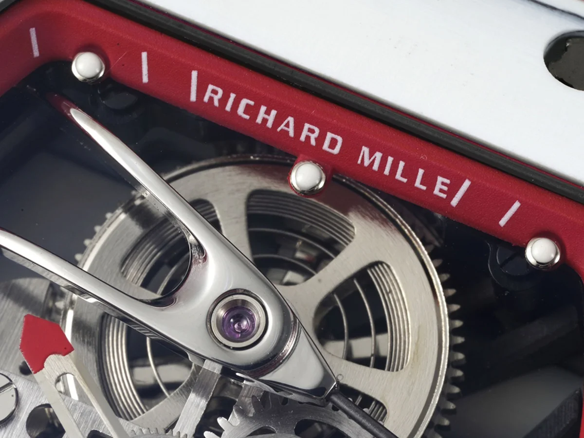 RM 027-02 Tourbillon Rafael Nadal White NTPT on Red Nylon Strap