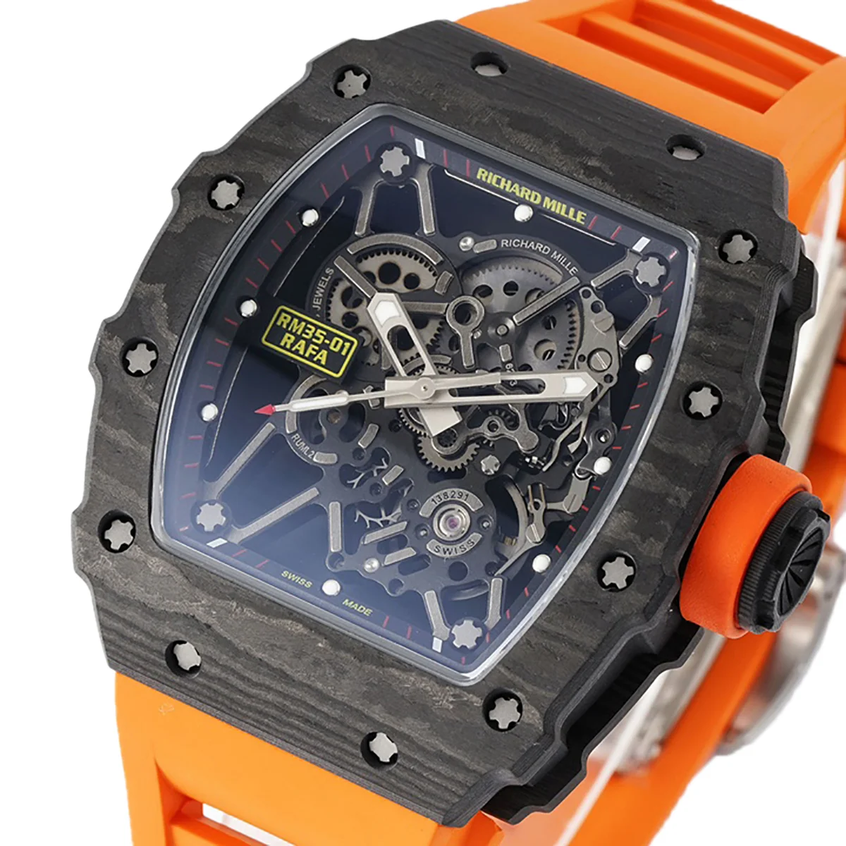 RM 035-01 Rafael Nadal NTPT Carbon on Orange Rubber Strap (Sonic)