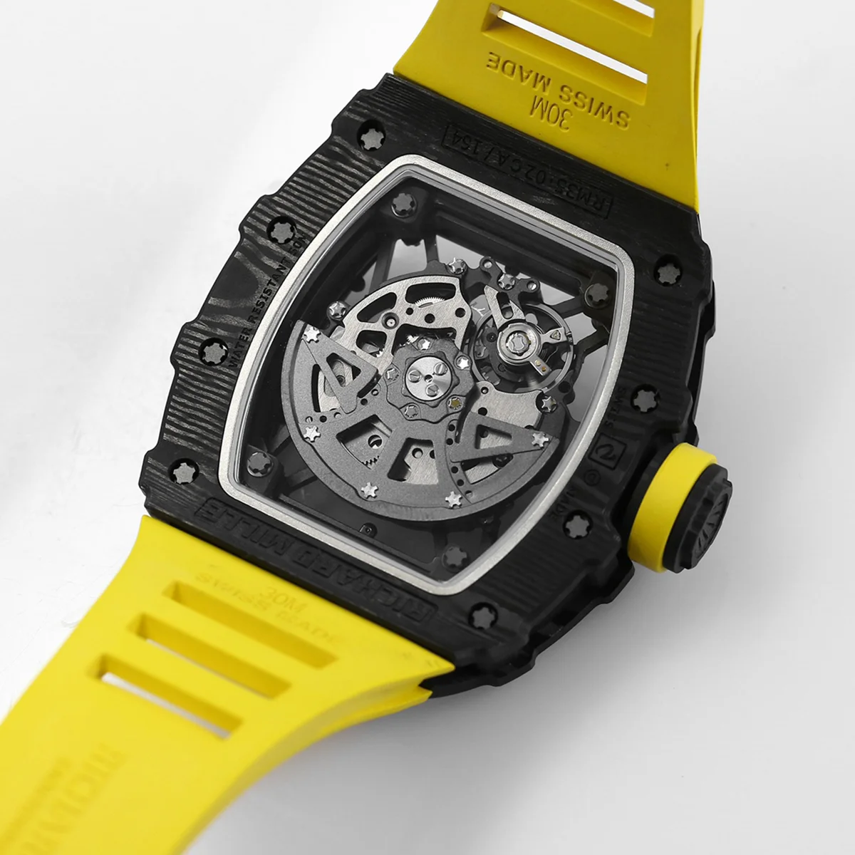 RM 035-02 Rafael Nadal NTPT Carbon on Yellow Rubber Strap
