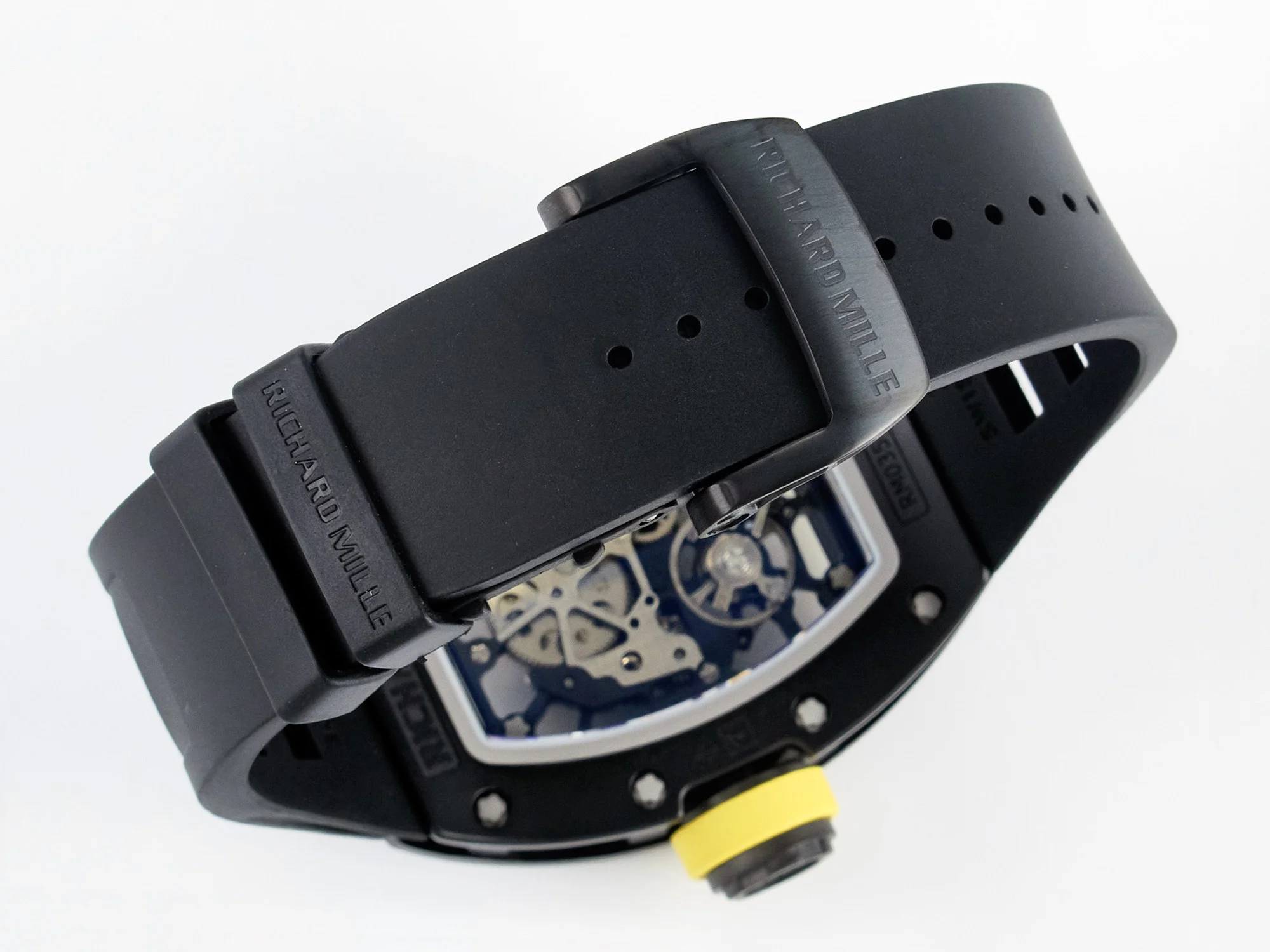 RM035-02 Black Ceramic SONIC Best Edition Skeleton Dial on Black Rubber Strap Clone RMUL1