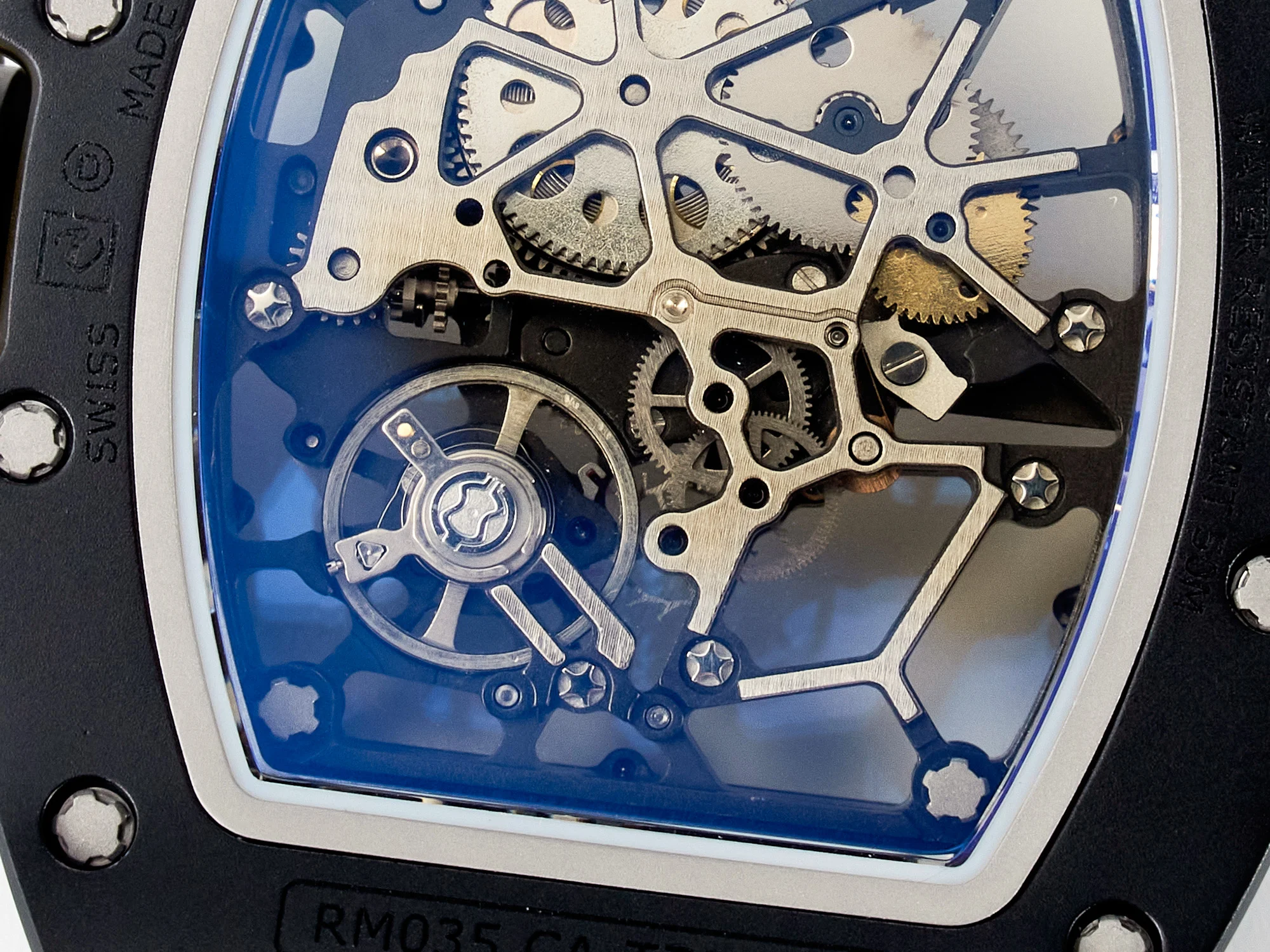 RM035-02 Black Ceramic SONIC Best Edition Skeleton Dial on Black Rubber Strap Clone RMUL1