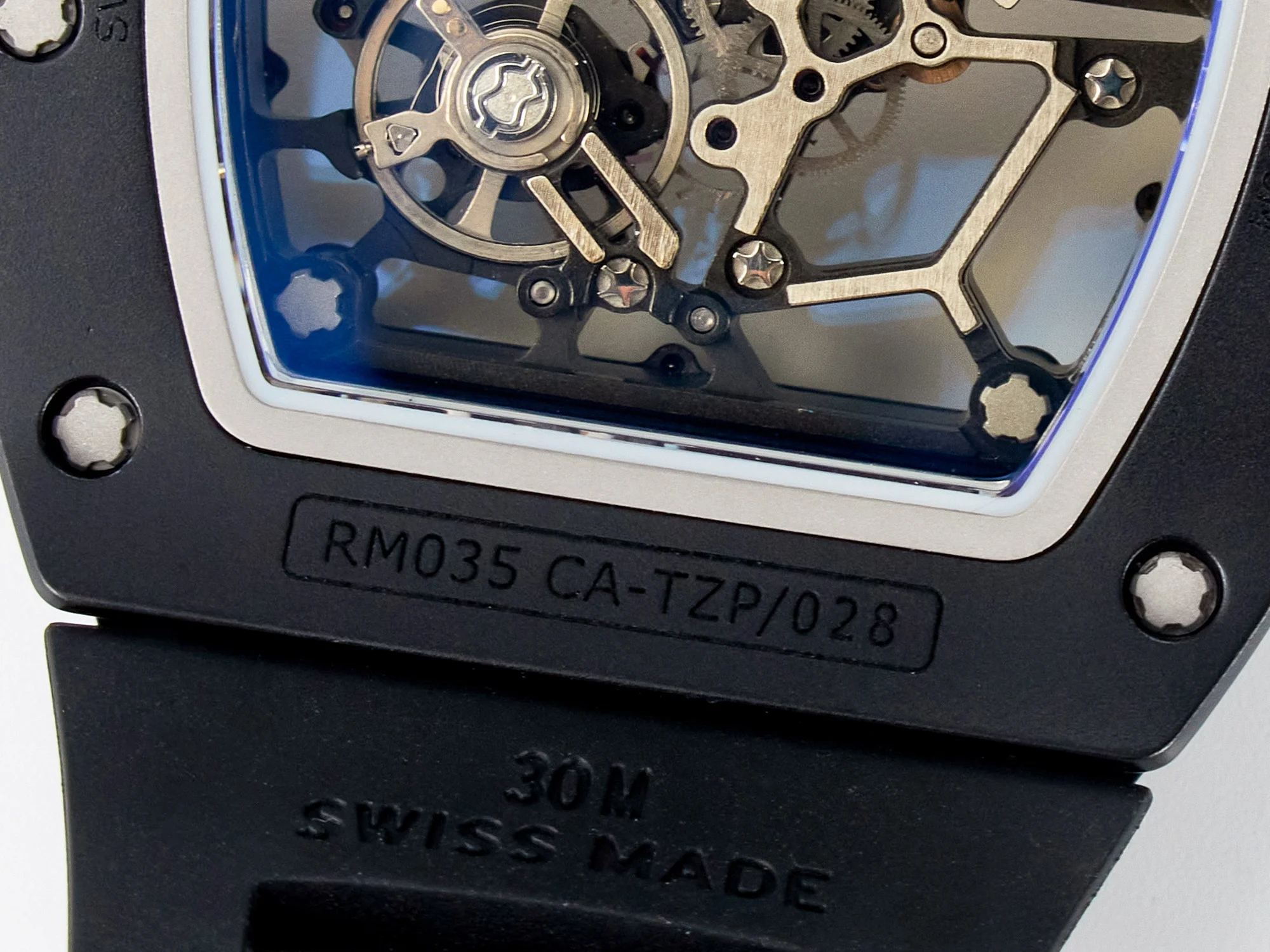RM035-02 Black Ceramic SONIC Best Edition Skeleton Dial on Black Rubber Strap Clone RMUL1