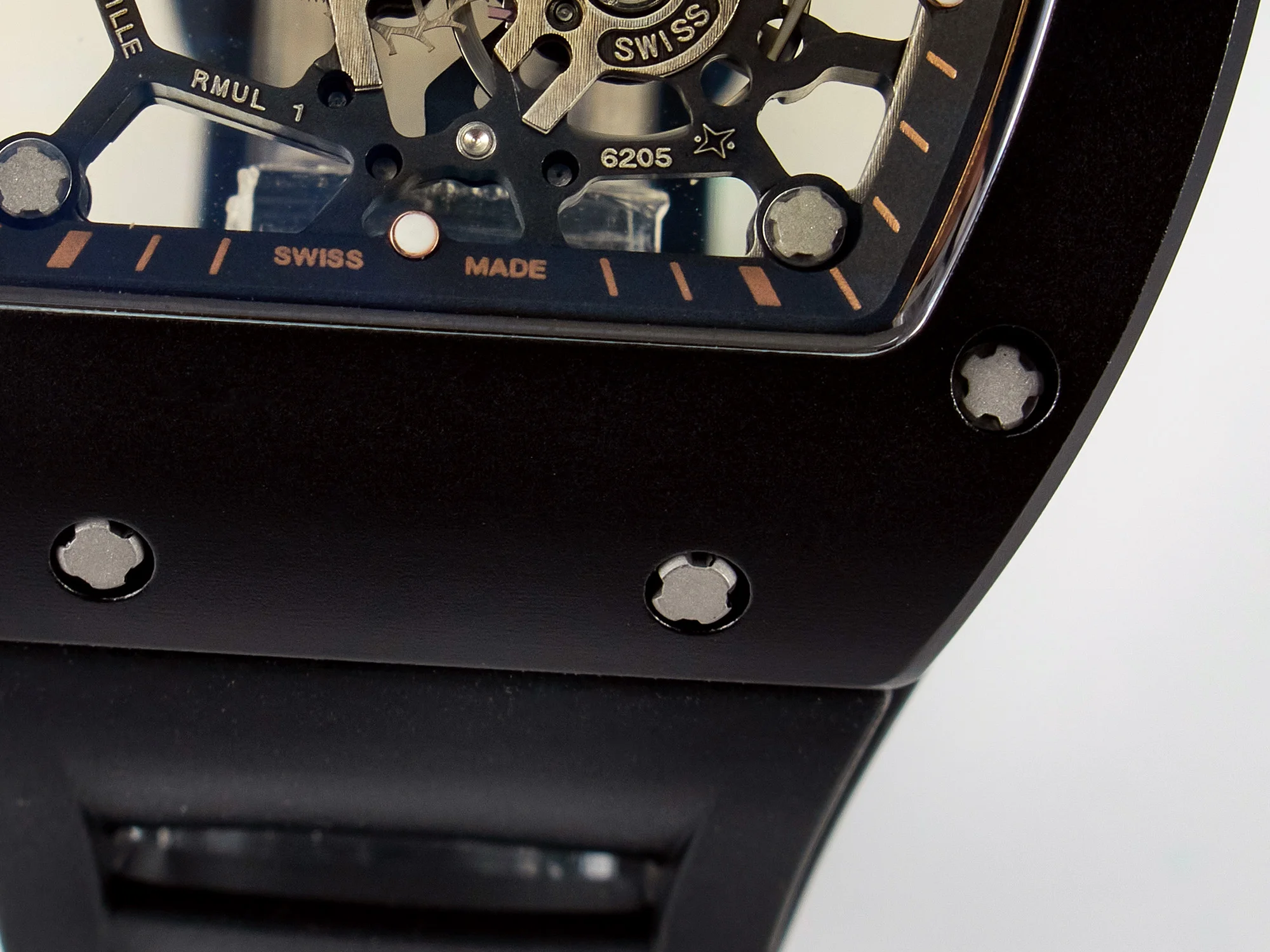 RM035-02 RG Black Ceramic SONIC Best Edition Skeleton Dial on Black Rubber Strap Clone RMUL1