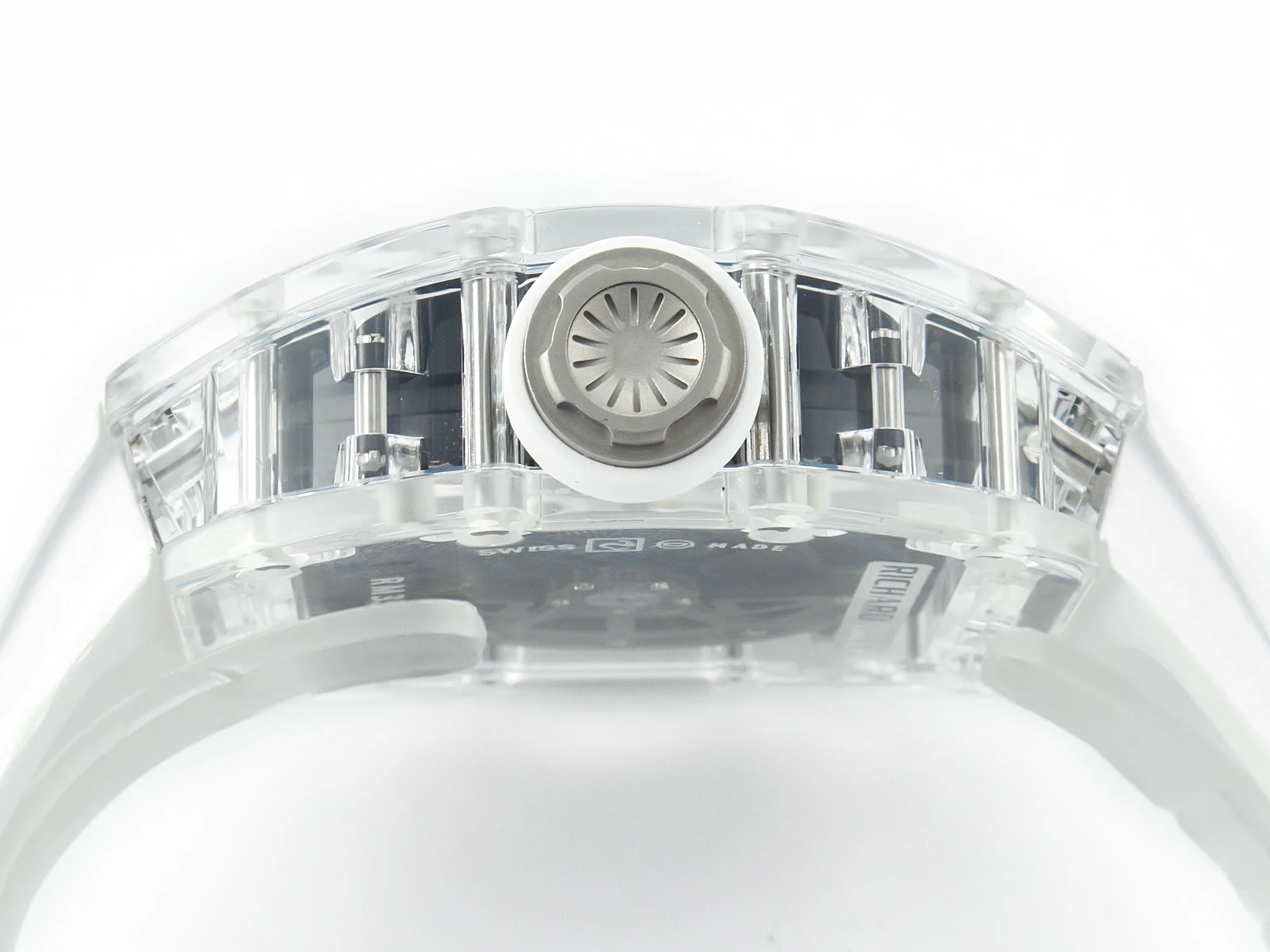 RM035 TRANSPARENT SONIC Best Edition Skeleton Dial on White Rubber Strap Clone RMUL2 V2