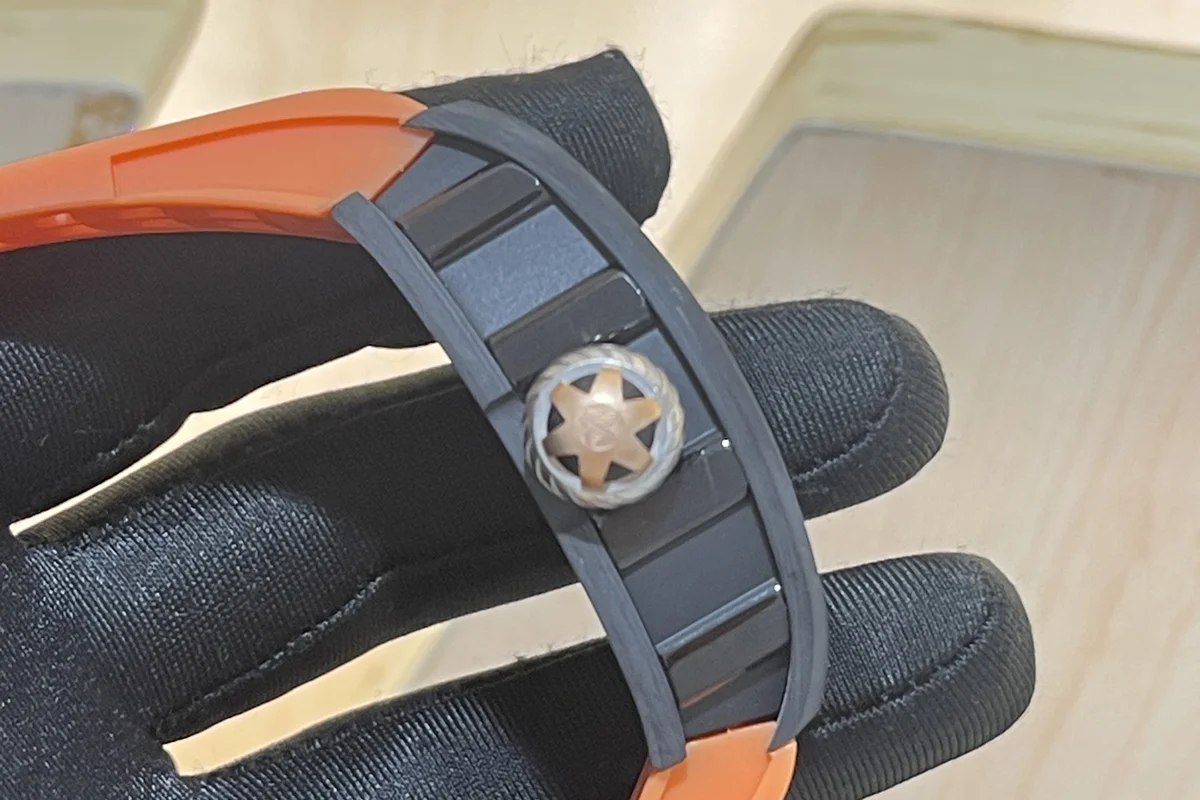 RM047 Tourbillon Samurai NTPT Carbon on Orange Rubber Strap