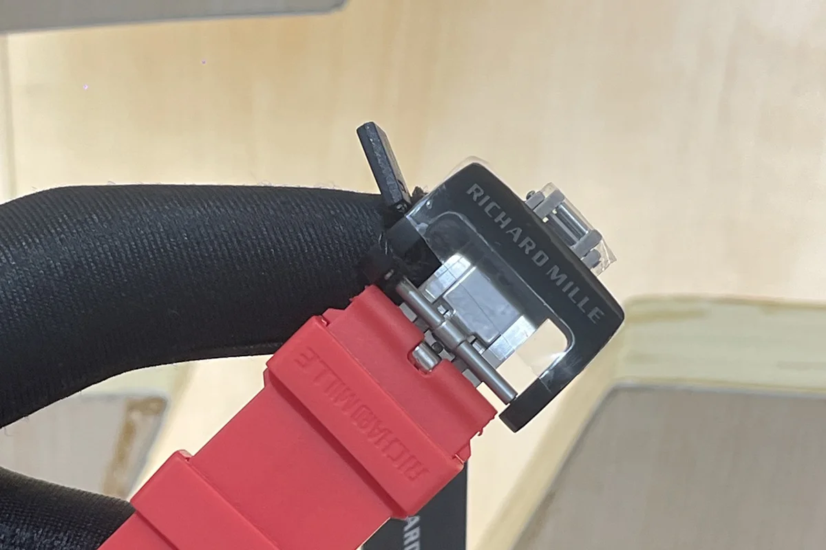 RM047 Tourbillon Samurai NTPT Carbon on Red Rubber Strap
