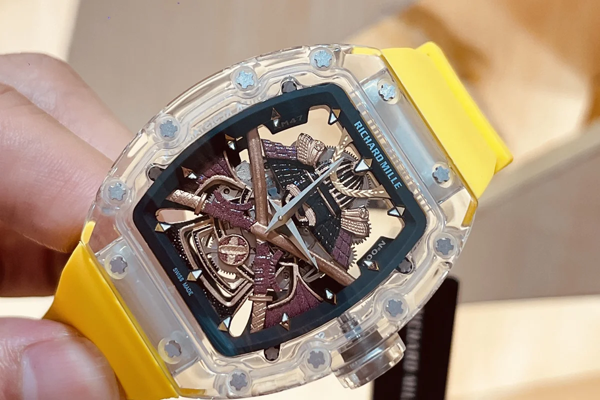 RM047 Tourbillon Samurai Sapphire on Yellow Rubber Strap