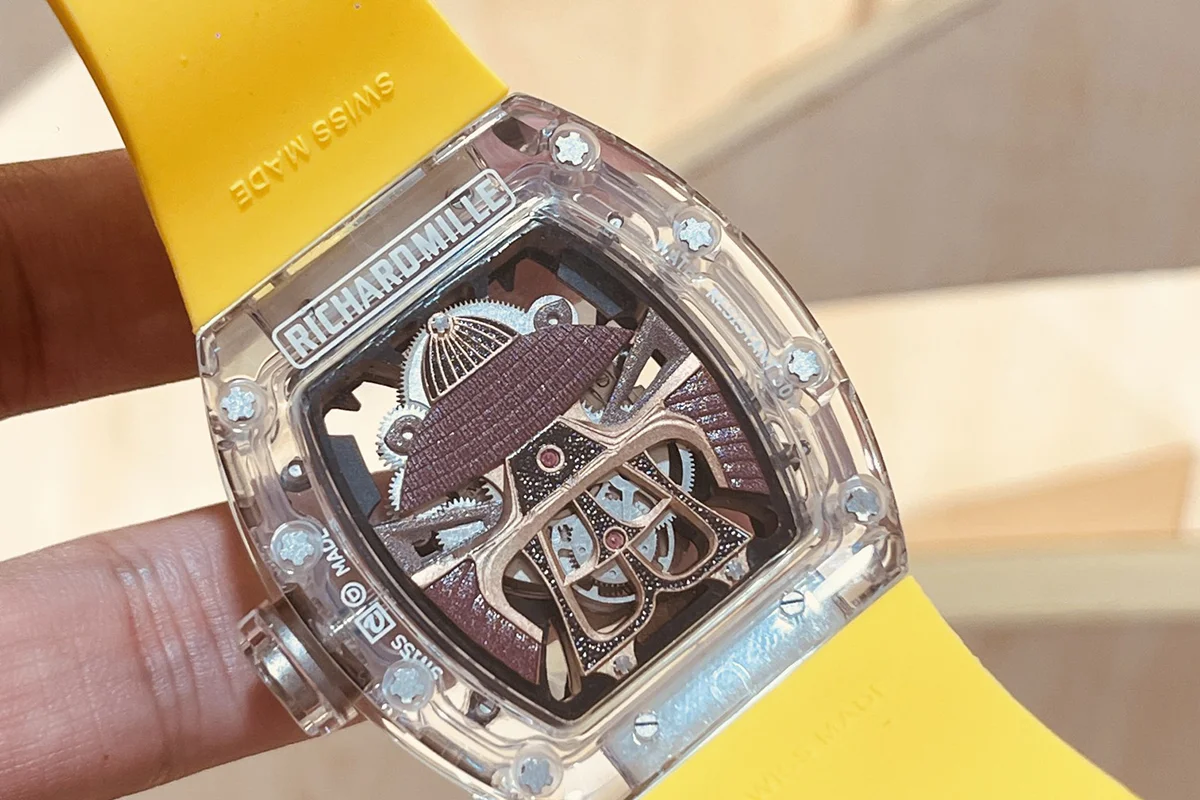RM047 Tourbillon Samurai Sapphire on Yellow Rubber Strap