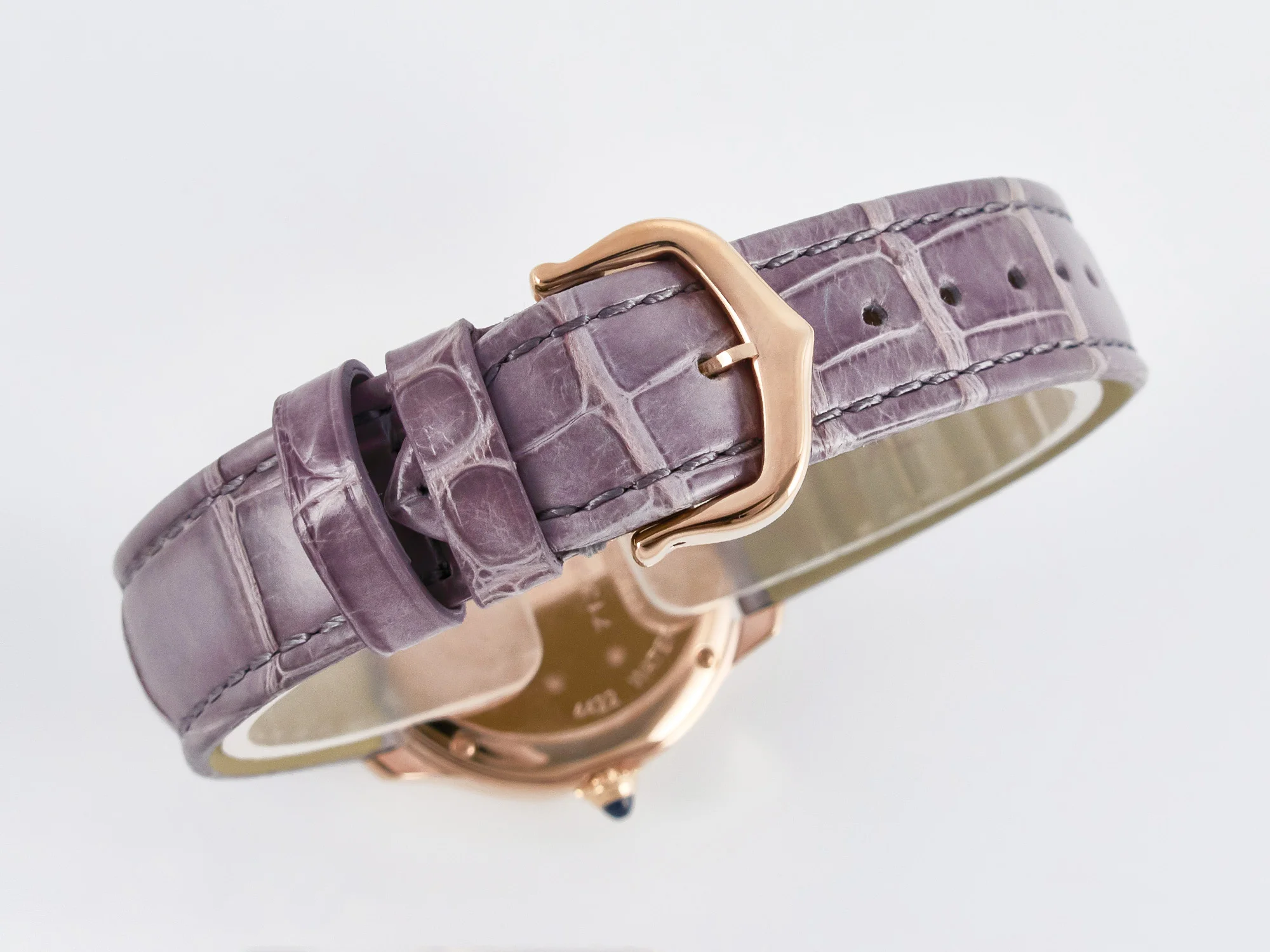 Ronde Louis Cartier 29mm RG DRF 1:1 Best Edition Sandblasted Beige Dial on Purple Leather Strap Ronda Quartz
