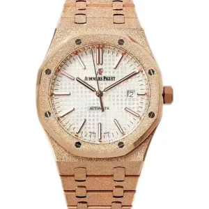 Royal Oak 15450ST 37mm White Dial in Frosted Rose Gold
