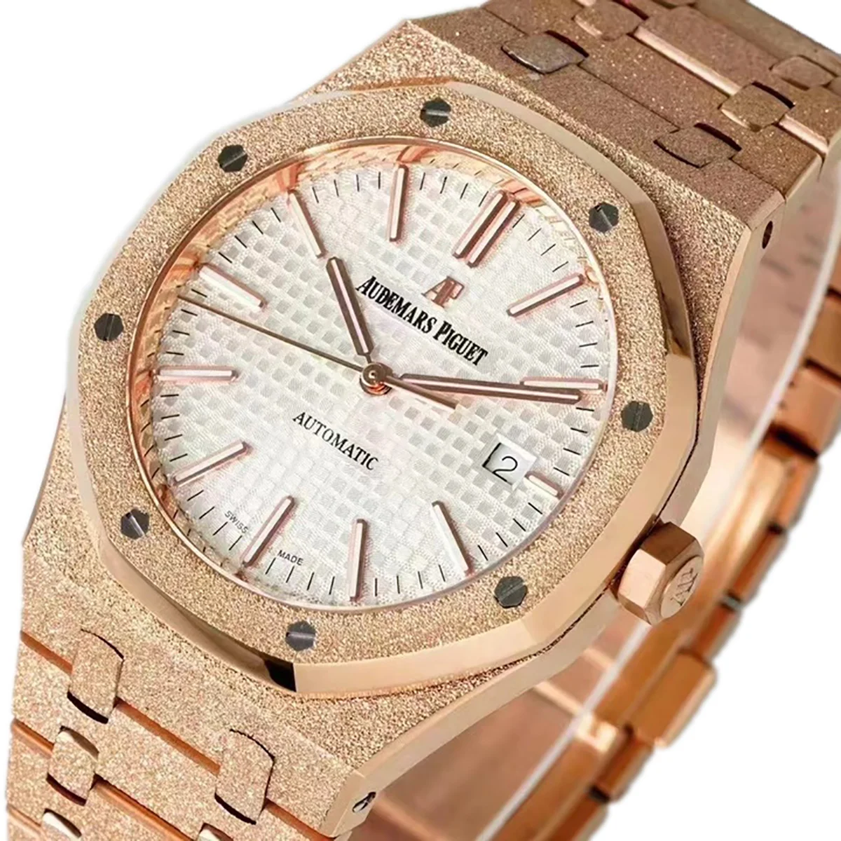 Royal Oak 15450ST 37mm White Dial in Frosted Rose Gold